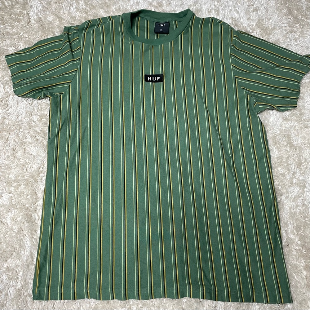 Striped Green, Huf, and XL t-shirt.
